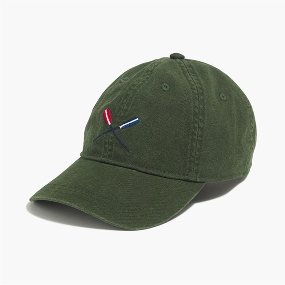 J Crew Oars Logo Baseball Cap Olive Green Hat NWT One Size AW654 Classic Preppy - Picture 1 of 11